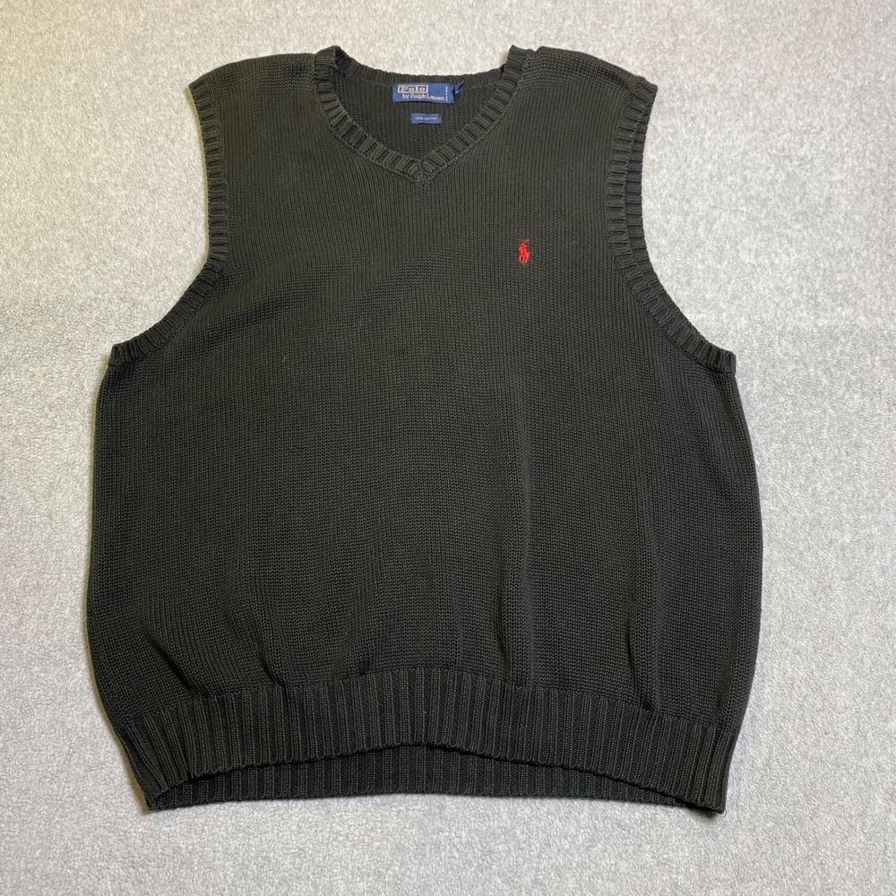 Polo Ralph Lauren Sweater Vest Men's XXL V-Neck Cotton Pony Logo Classic EUC